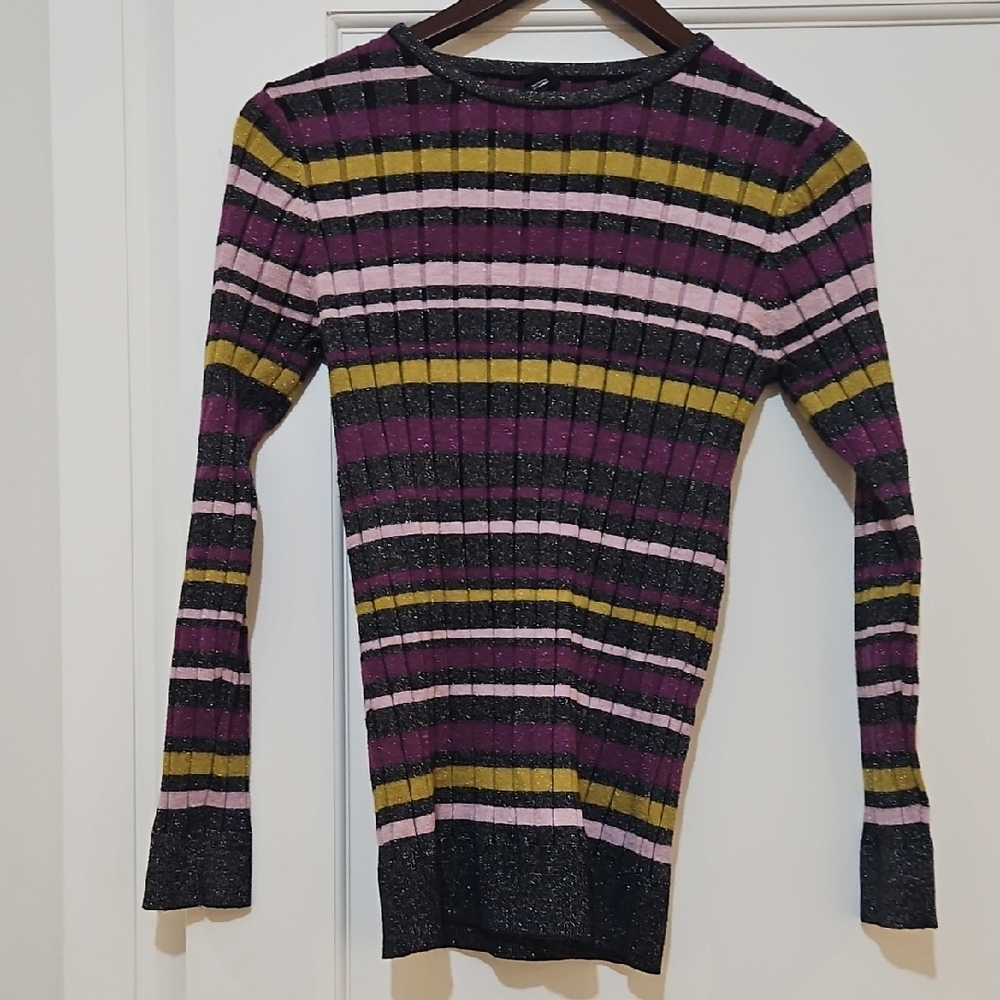 Chic Striped Sweater - Purple, Green, Black